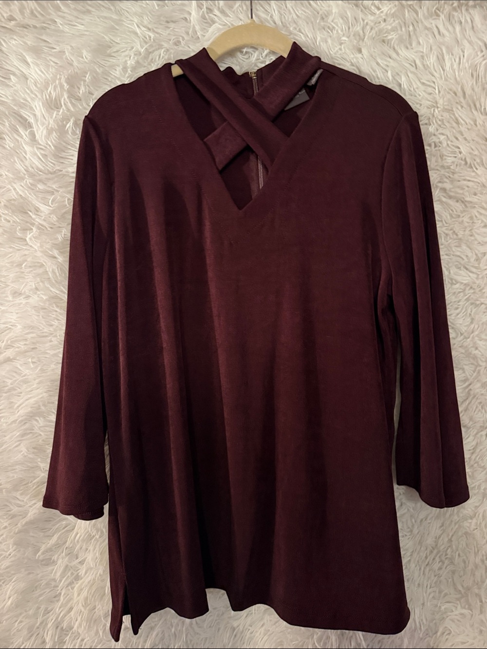 Chicos 3/4 Criss Cross Blouse Size Medium
